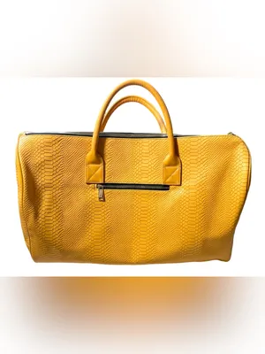 Tote&Carry Apollo Mustard Vegan Leather Snakeskin Duffle Bag NWOT thumbnail 8