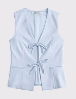 Abercrombie‎ & Fitch Baby Blue Bow Vest Medium thumbnail 1