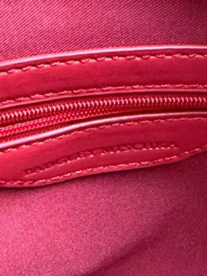 NWT Badgley Mischka Red Tote Bag Gold Logo Large Satchel $129 MSRP thumbnail 9