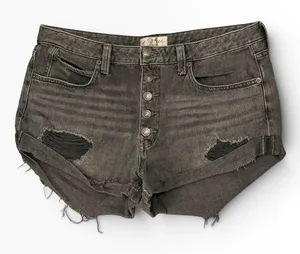 We The Free Free People Distressed Denim Shorts Washed‎ Black Size 31 Button Fly thumbnail 1