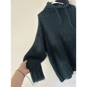 Zara Knit Sweater Hoodie Relaxed Oversized Wool Blend Cozy Size Small thumbnail 3