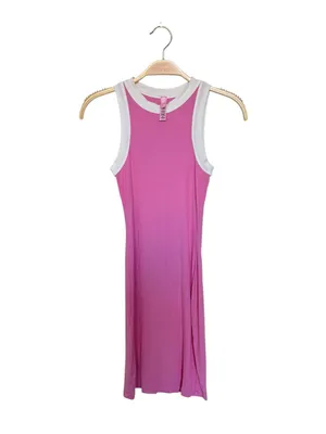 NWOT SKIMS Cotton Rib Ringer Tank Dress Pink White Contrast Bodycon XS thumbnail 2
