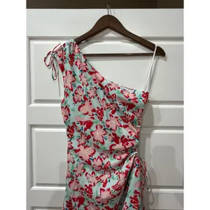 Hello Molly Mint Floral One Shoulder Ruched Cut Out Maxi Dress Size 4 thumbnail 3