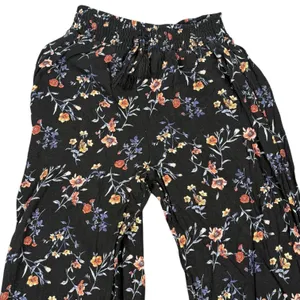 Lived To Be Spoiled Pants Womens M Black Floral Wide Leg Smocked Tassel Boho thumbnail 5