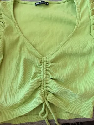 Zara Green Ruffled Crop Top thumbnail 5
