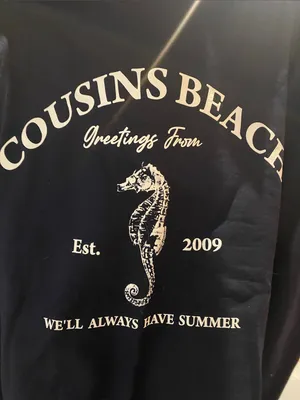 Arula Navy Cousins Beach Seahorse Graphic Crewneck Sweatshirt NWT 0X/1X. thumbnail 3