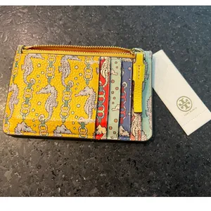 Tory Burch Multi-Color Seahorse Perry Printed Top Zip Card Case Wallet thumbnail 2