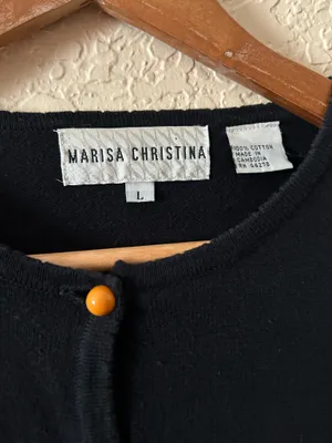 🩷VTG Marisa Christina Woman L Novalty 90s Sweater caterpillar Black Multi Color thumbnail 4