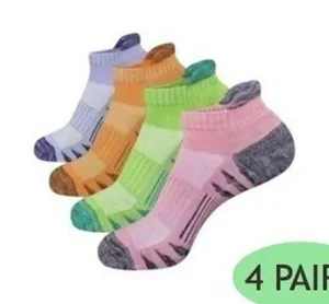Colorful Athletic Women's Tab Socks M/L 4 PACK Low Cut‎ High Quality NEW thumbnail 1