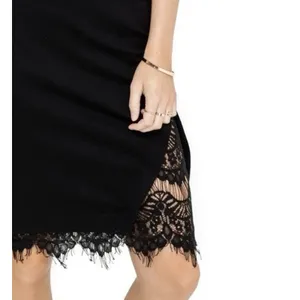 ASTR The Label Peeking Lace Plunge V Neck Bodycon Midi Dress Black Womens M thumbnail 4