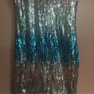 As You Wish Blue Silver Ombré Sequin Mini Dress XS Y2K Party Club NYE thumbnail 4