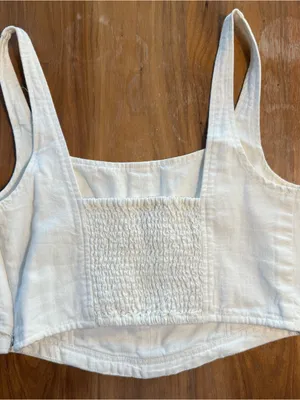 Anthropologie Pilcro White Square-Neck Cropped Tank Corset thumbnail 3
