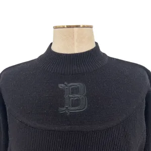 Bogner Vintage 90s Ski Mock‎ Neck Wool Blend Logo Sweater Black Size Small thumbnail 3