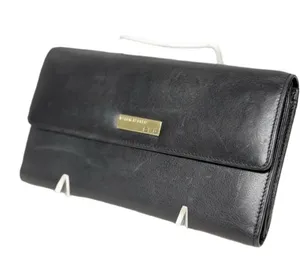Vintage Ralph Lauren Black Leather Trifold Checkbook Wallet Black 7.5x4.5 inches thumbnail 1