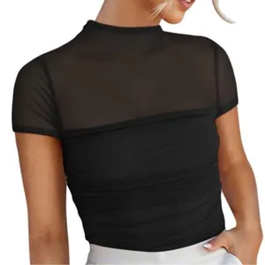 NWT REORIA Women’s Sheer Mesh Ruched Bodysuit – Medium thumbnail 1