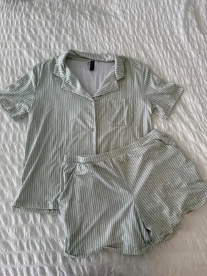 Kohl's Green Striped PJ Set thumbnail 2