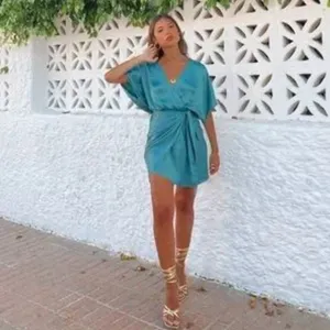 Zara | Dresses | Zara Sea Green Satin Effect Mini Dress Size‎ S thumbnail 3