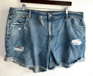 NEW Aerie Womens Shorts Denim Distressed Frayed Hem Casual Size XXL thumbnail 1