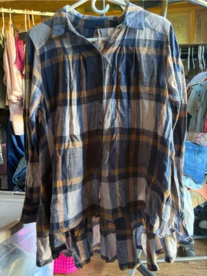 Free People Womens Size Med Peppy in Plaid Button Up Blouse Top Ruffle OB412734 thumbnail 3