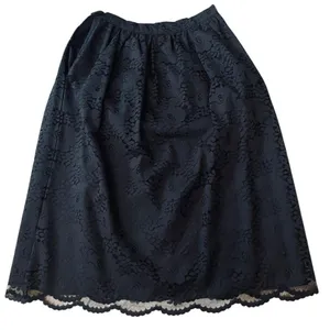 Shadows Vintage 80s Black Goth Witchy Dark Cottagecore Floral Lace Midi Skirt thumbnail 3