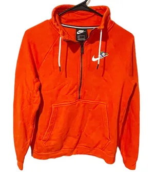 Nike Size Small Sweatshirt‎ Red Coral Graphic Floral Logo Bq8846 696 Quarter Zip thumbnail 1