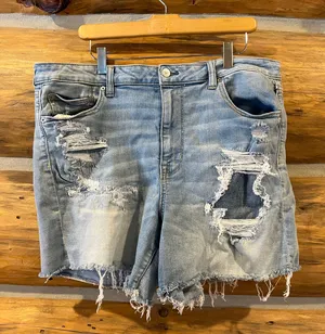 American Eagle Super Hi-Rise Shortie Distressed Shorts thumbnail 1