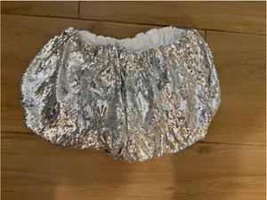 NEW Bubble Mini Skirt Sequin Sparkly High Elastic Waisted Puffy Balloon Short M thumbnail 7
