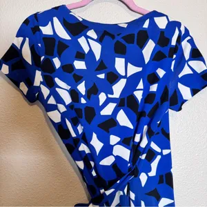 Diane Von Furstenberg Blue Mini Wrap Dress Womens 4 Cotton Silk Geometric Print thumbnail 6