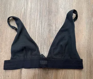 SKIMS Cotton‎ Rib Triangle Bralette Onyx Black Size XL Womens Ribbed Bra thumbnail 1
