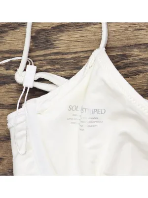 NWT Solid & Striped Womens Eva Bikini Top Cloud Terry Brule Off White L thumbnail 3