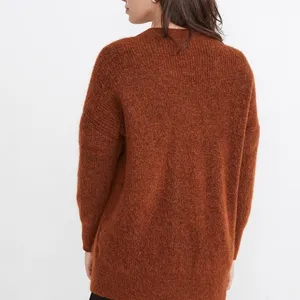 Madewell Cowen Cardigan Sweater Burnt Orange Oversized Fuzzy Knit XS Wool thumbnail 3