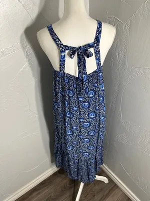 Old Navy Blue Floral Tie-Back Maxi Dress thumbnail 6