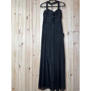 NWT Lulus Marvelous Impression Black Pleated Halter Cutout Maxi Dress Holiday L thumbnail 2