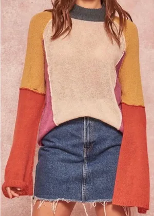 PROMESA Colorblock Sweater with Bell Sleeves thumbnail 1