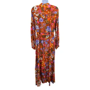 By Anthropologie Vale Maxi Shirtdress Belt Floral Rust Brown Orange Boho Kimono‎ thumbnail 7