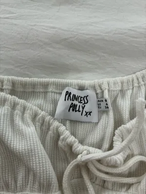 Princess Polly Cream Ribbed Tank Bodysuit with Tie Front thumbnail 2