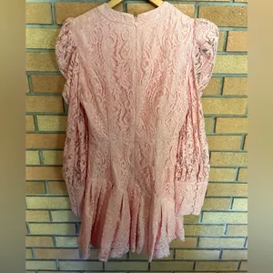 Bardot Krina Lace Pleated Long Sleeve Mini Dress in Pink Coquette Size Small thumbnail 3