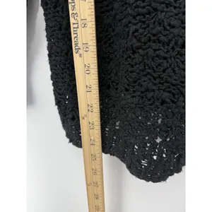 Free People Best Of You V-Neck Sweater Black Open Knit Slouchy Boho XS thumbnail 7