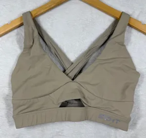 ECHT Arise V-Back Sports‎ Bra Womens Small Taupe Tan Criss Cross Strappy Workout thumbnail 1