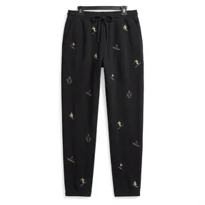 Lou & Grey LOFT Womens Black Embroidered Skier Ski Sweatpants Small Cozy Winter thumbnail 2