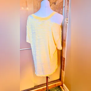 FREE PEOPLE We The Free Burnout Boyfriend T-shirt Yellow Short Sleeve CutOut Tee thumbnail 4