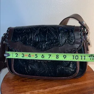 MCM Black and Brown Embossed shoulder Bag thumbnail 7