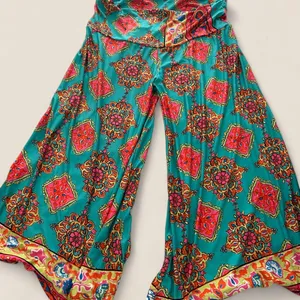 Boho Y2K Psychedelic Paisley Wide Leg Capri Pants flowy relaxed size Large thumbnail 6