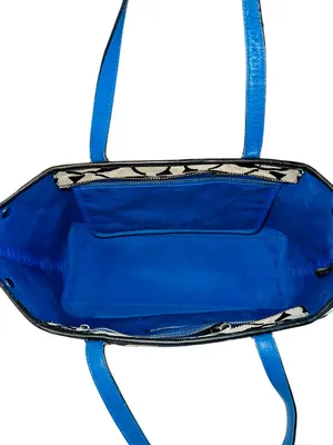 Coach Black/Gray/Blue Signature Stripe Hampton Weekend Stripe Tote thumbnail 3