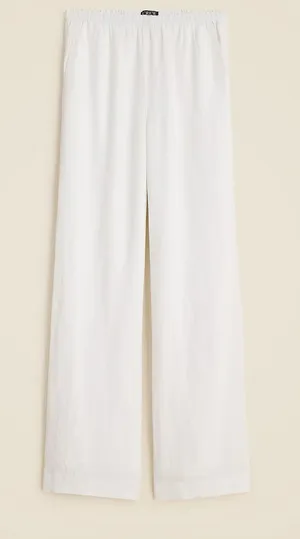 J. Crew Stratus Pant in Linen in Cream / White thumbnail 1