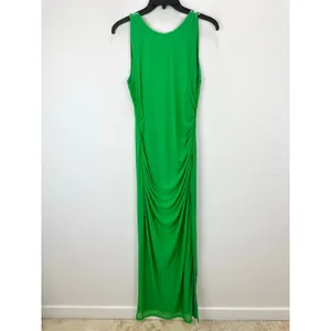 Lulus Karise Green Mesh Ruched Backless Maxi Dress Colorful Long Stretch XL thumbnail 5