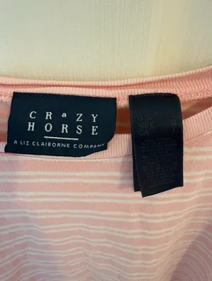 CRAZY HORSE Light pink stripe t shirt thumbnail 2