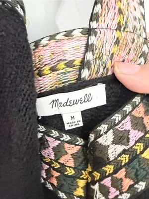 Madewell Women Black Embroidered Swing Toss On Easy Sweater Tank Top medium thumbnail 2