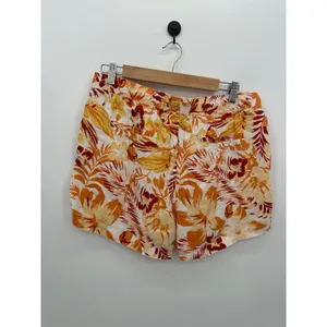 C&C California Womens Orange Tropical Linen Shorts Size L‎ Beach Vaca Summer thumbnail 2