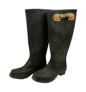 Green Rubber Boots Made in GT Britain 4UK 6US 37EU Plaid Print inside thumbnail 1
